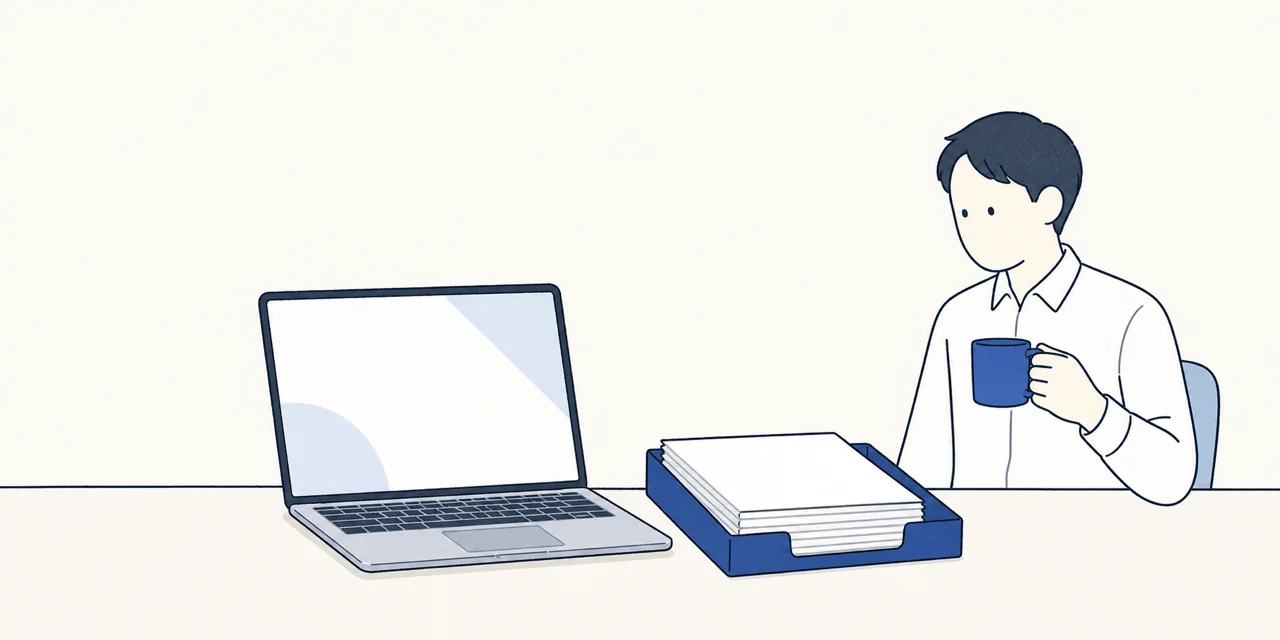 頼んだ作業を済ませて、できあがった一覧表が返ってくるイメージのイラスト